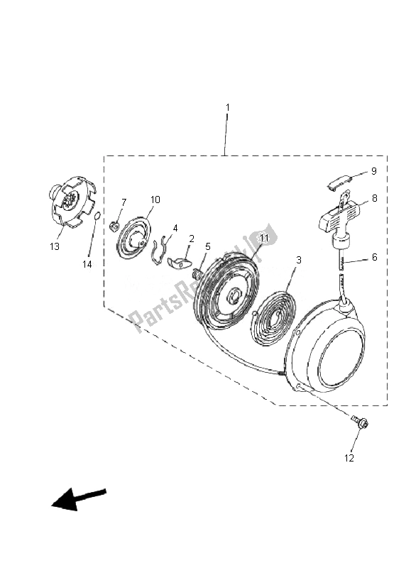 All parts for the Starter of the Yamaha YFM 350F Grizzly 2X4 2007