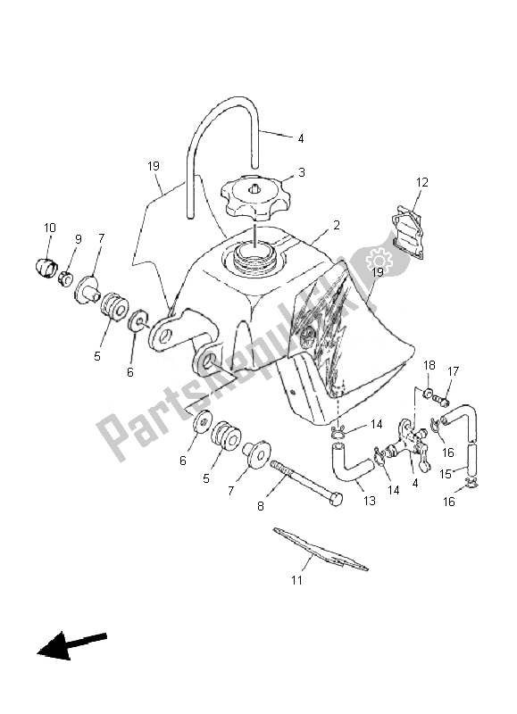 All parts for the Fuel Tank of the Yamaha PW 50 2010