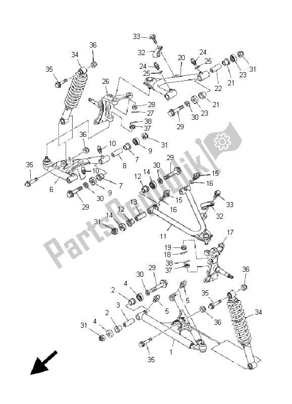 Tutte le parti per il Sospensione Anteriore E Ruota del Yamaha YFM 350R 2009