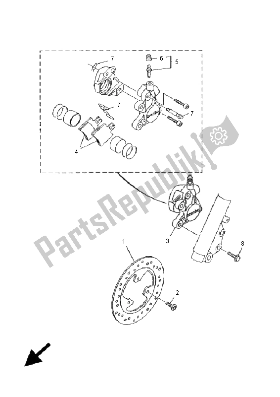 Tutte le parti per il Pinza Freno Anteriore del Yamaha YN 50R Neos 2006