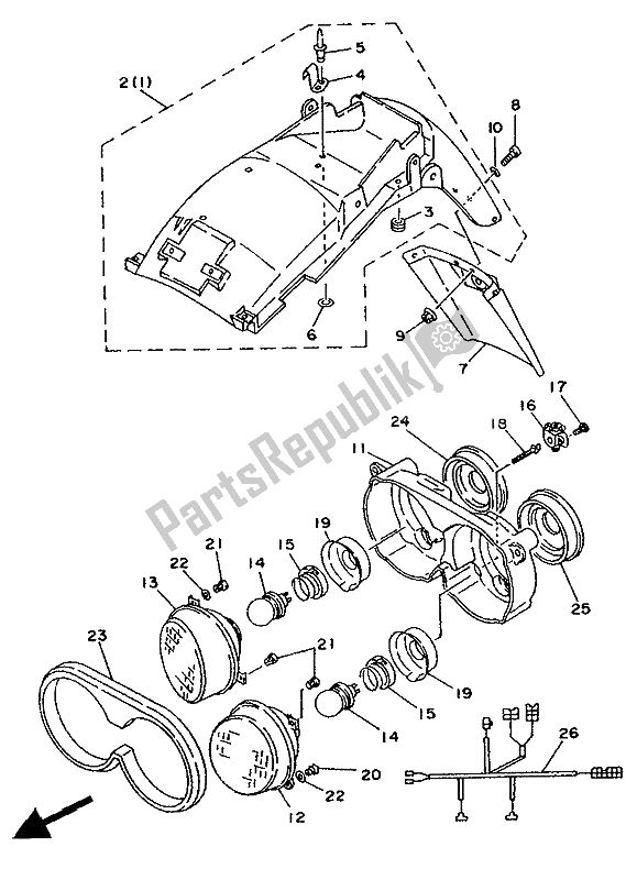 Tutte le parti per il Alternate (parafango-faro) (per Fi) del Yamaha TDM 850 1991