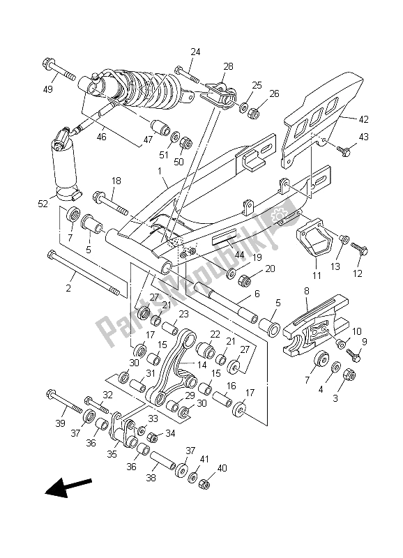 All parts for the Rear Arm & Suspension (lw) of the Yamaha TT R 125E SW LW 2006