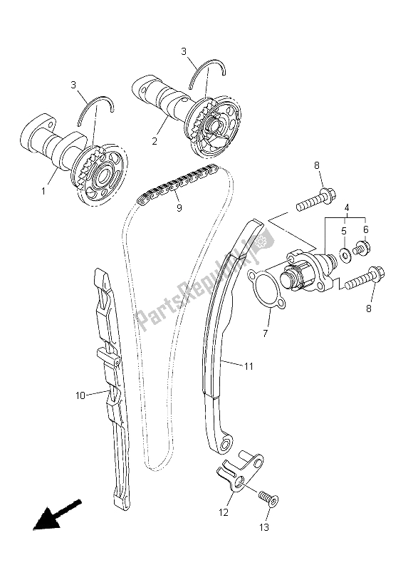 All parts for the Camshaft & Chain of the Yamaha YZ 250F 2015