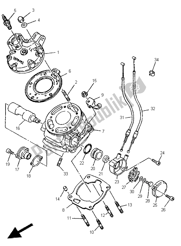 Todas as partes de Cilindro do Yamaha TDR 125 1996