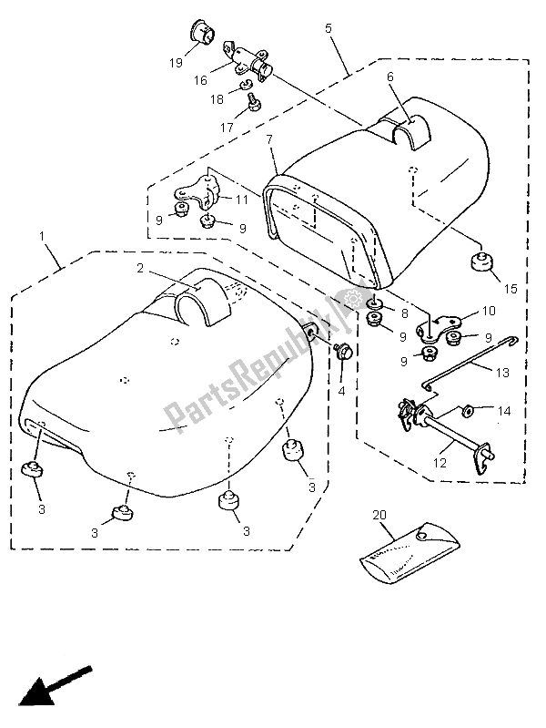 All parts for the Seat of the Yamaha XV 535 S Virago 1997