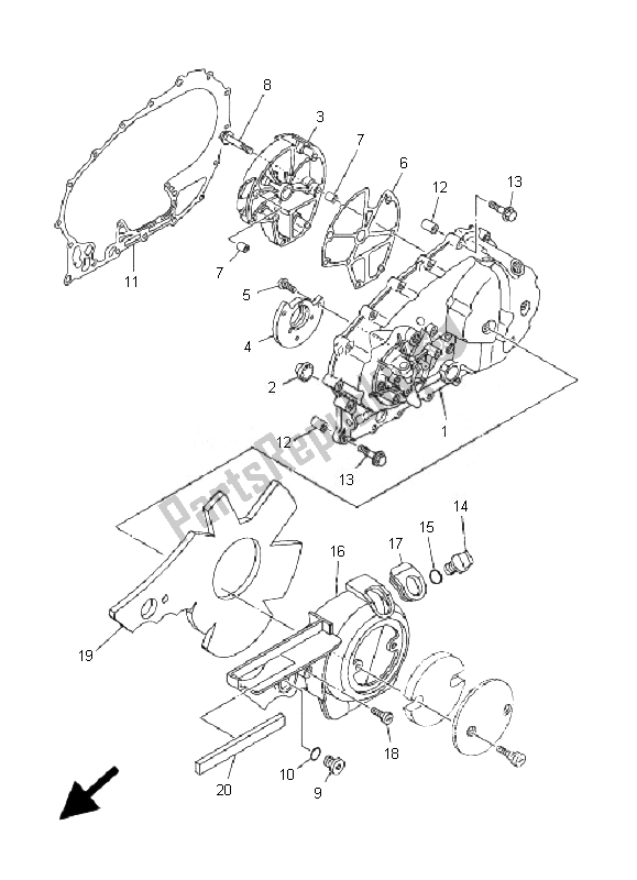 All parts for the Crankcase Cover 1 of the Yamaha XP 500A T MAX 2007