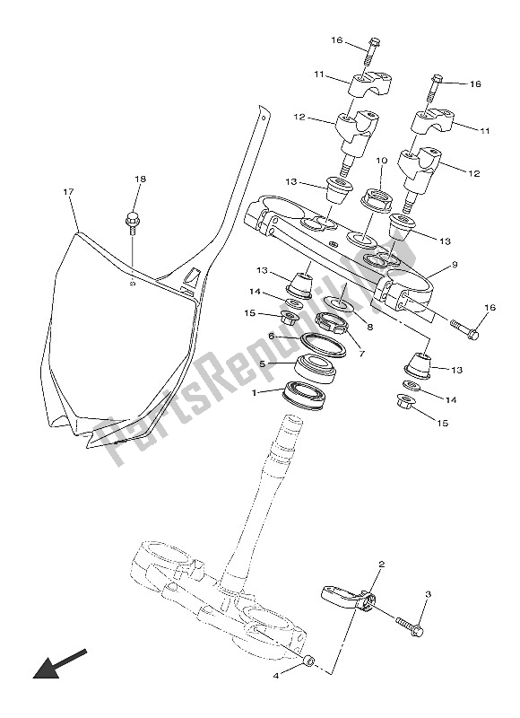 All parts for the Steering of the Yamaha YZ 250F 2016