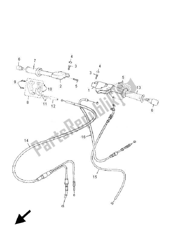 Alle onderdelen voor de Stuurhendel En Kabel van de Yamaha TZR 50 2007