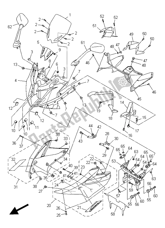 Alle onderdelen voor de Motorkap van de Yamaha XJ6S 600 2015