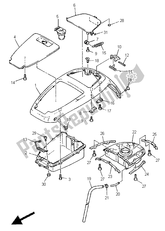 All parts for the Cover of the Yamaha GTS 1000 1998