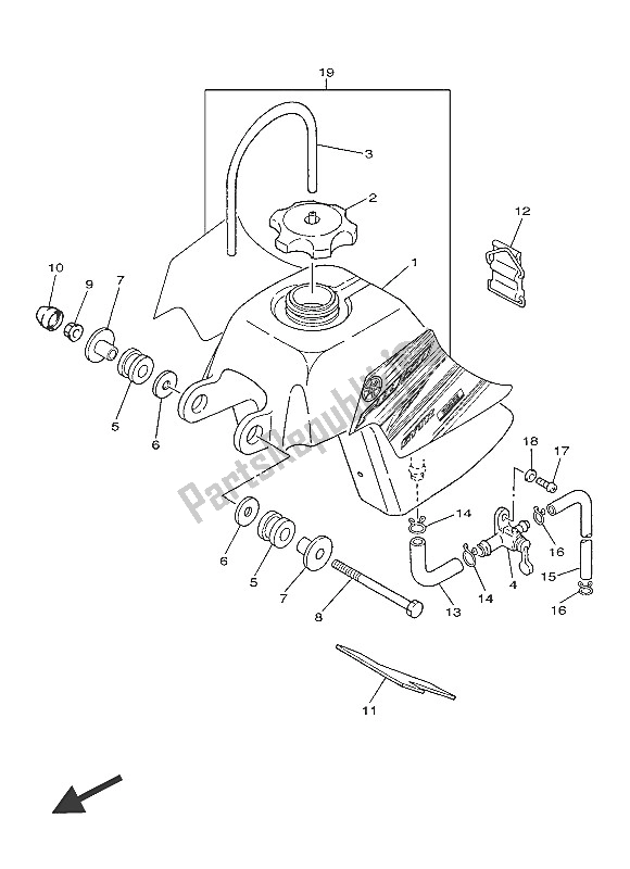 All parts for the Fuel Tank of the Yamaha PW 50 2016