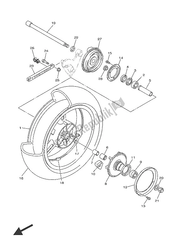 Todas las partes para Rueda Trasera de Yamaha FJR 1300 AS 2016