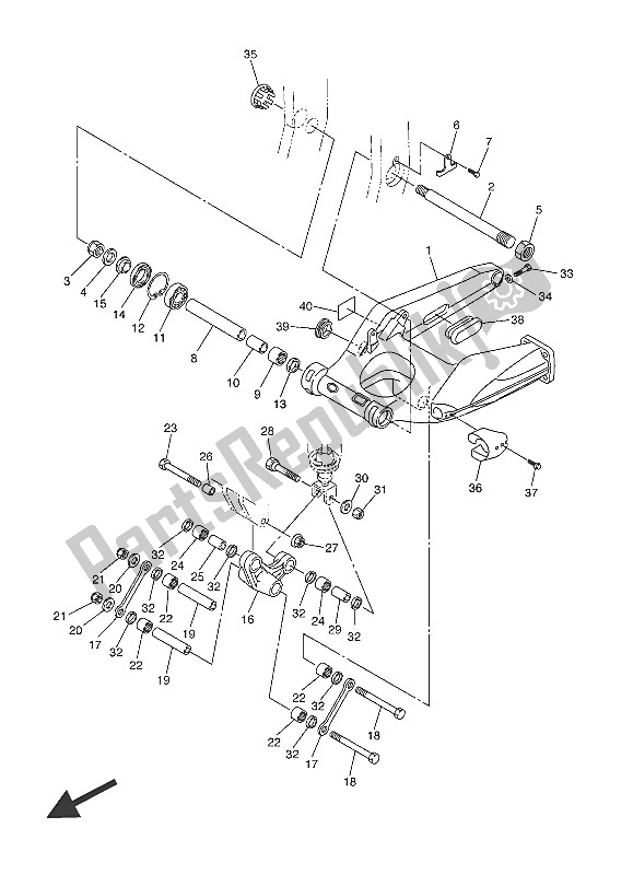 All parts for the Rear Arm of the Yamaha FJR 1300 PA 2016