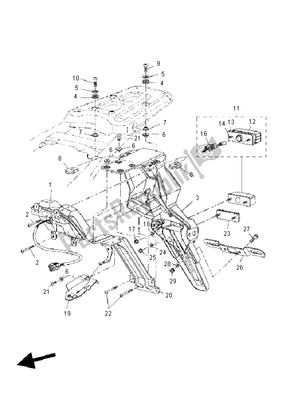 Alle onderdelen voor de Achterlicht van de Yamaha XT 660Z Tenere 2011