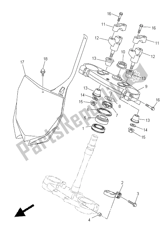 All parts for the Steering of the Yamaha YZ 250F 2015