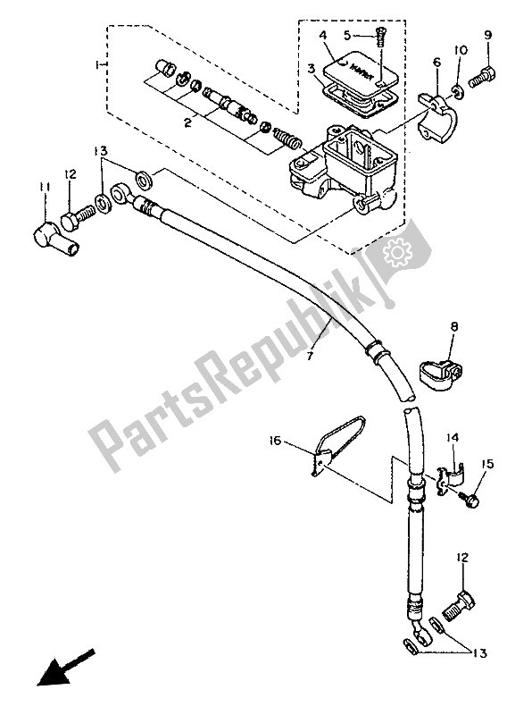 All parts for the Front Master Cylinder of the Yamaha XT 600K 1993