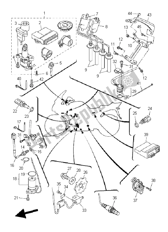 All parts for the Electrical 1 of the Yamaha FJR 1300 AS 2010