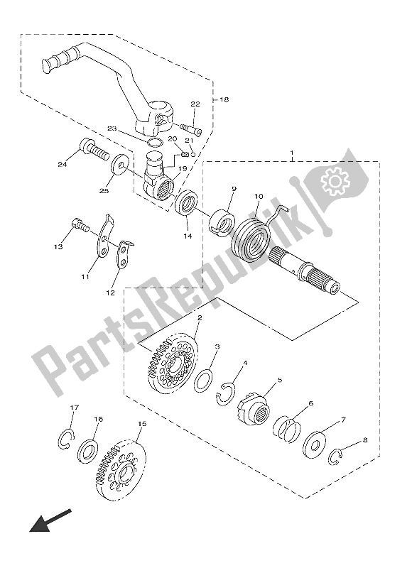 All parts for the Starter of the Yamaha YZ 250 FX 2016