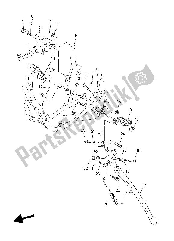 Tutte le parti per il Stand E Poggiapiedi del Yamaha WR 450F 2004