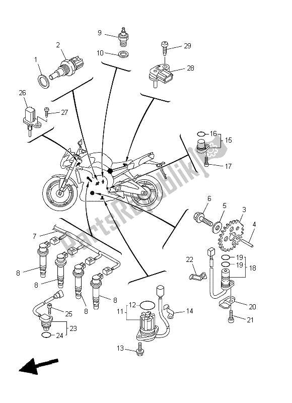 Tutte le parti per il Elettrico 1 del Yamaha FZ8 NA 800 2013