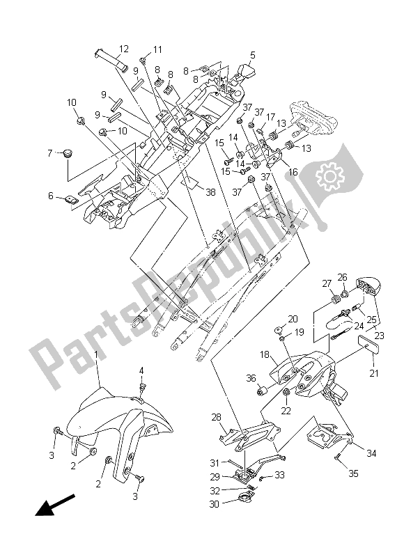 All parts for the Fender of the Yamaha MT 09 900 2015