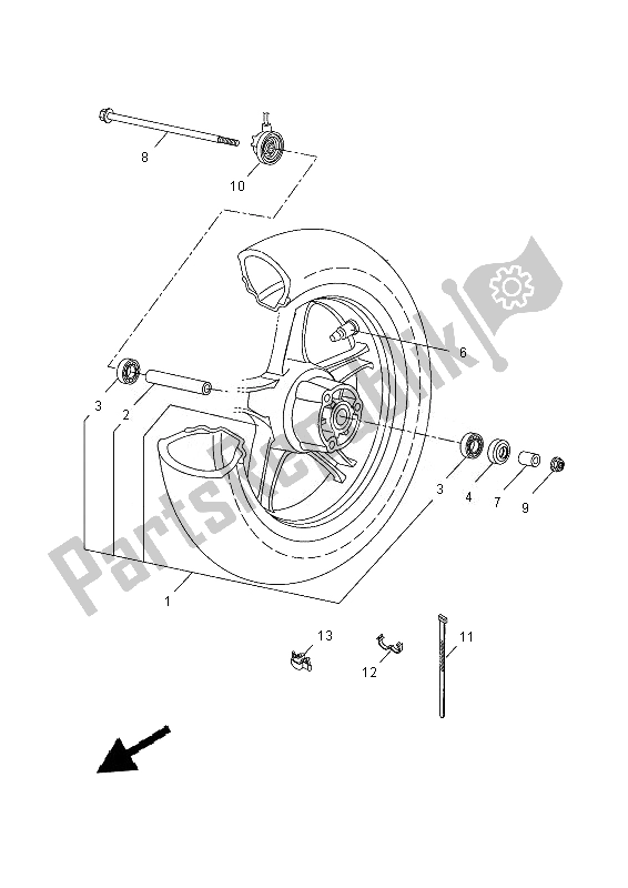 Alle onderdelen voor de Voorwiel van de Yamaha NS 50N 2013