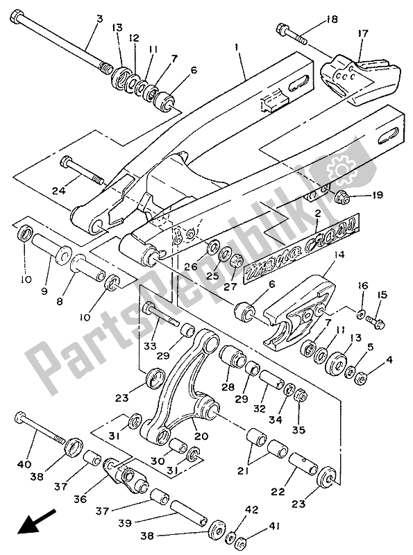 Wszystkie części do Tylne Rami? Yamaha YZ 80 1988