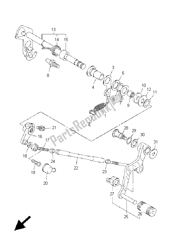 All parts for the Shift Shaft of the Yamaha FJR 1300 2005
