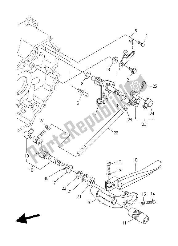 All parts for the Shift Shaft of the Yamaha XV 1900A Midnighst Star 2009