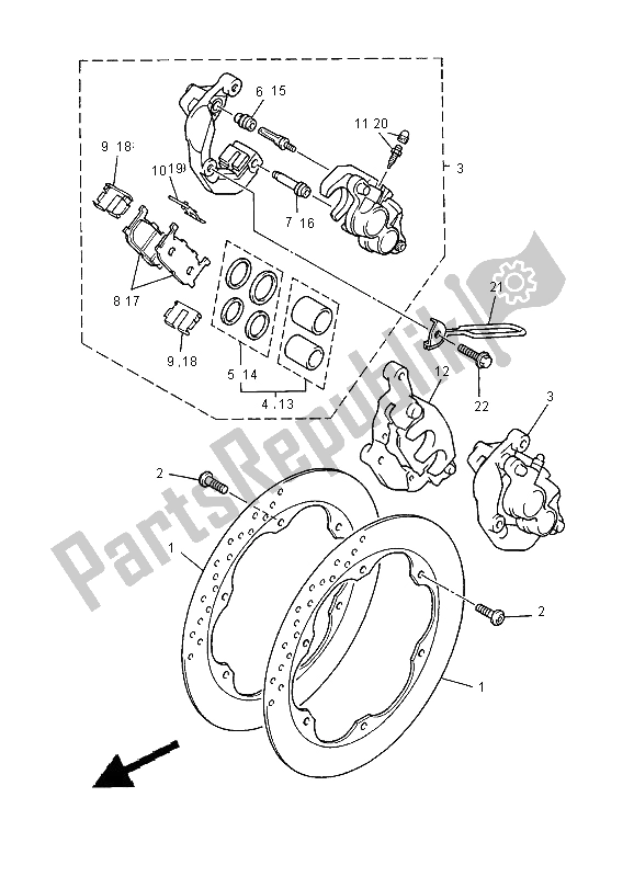 Tutte le parti per il Pinza Freno Anteriore del Yamaha XJ 900S Diversion 2000