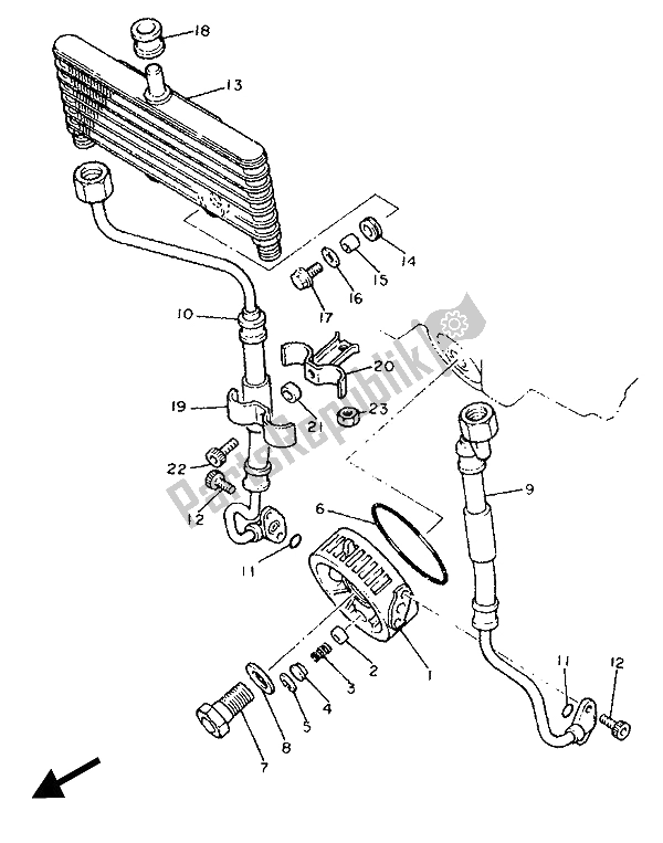 Toutes les pièces pour le Refroidisseur D'huile du Yamaha XJ 900F 1989