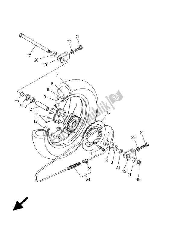 All parts for the Rear Wheel of the Yamaha YZ 80 SW LW 2001