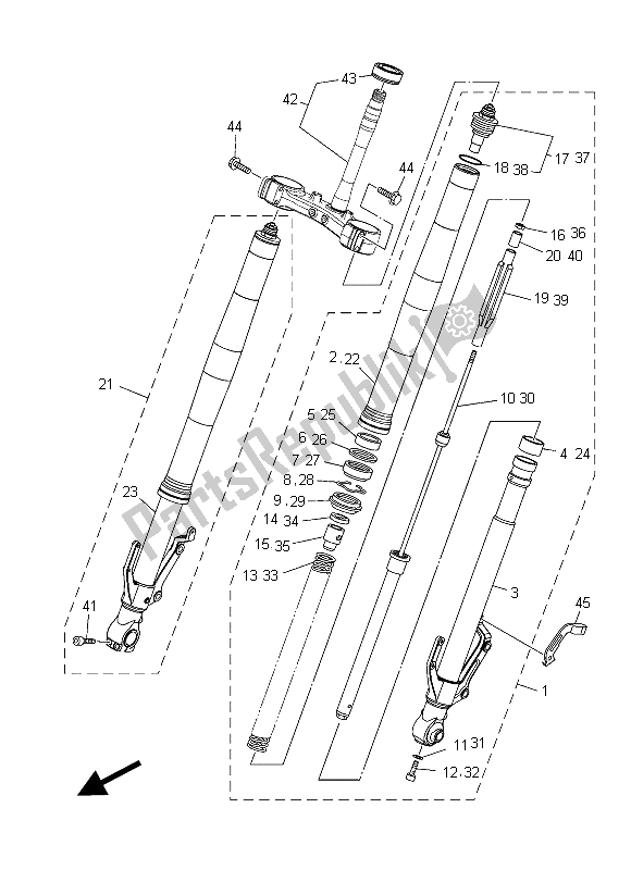 All parts for the Front Fork of the Yamaha XT 1200Z 2015