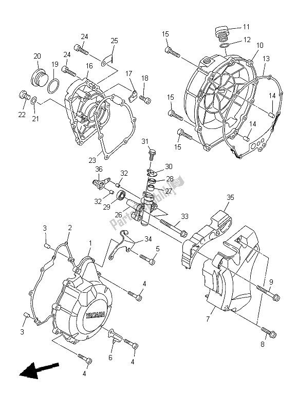 All parts for the Crankcase Cover 1 of the Yamaha XJ6 SY 600 2009