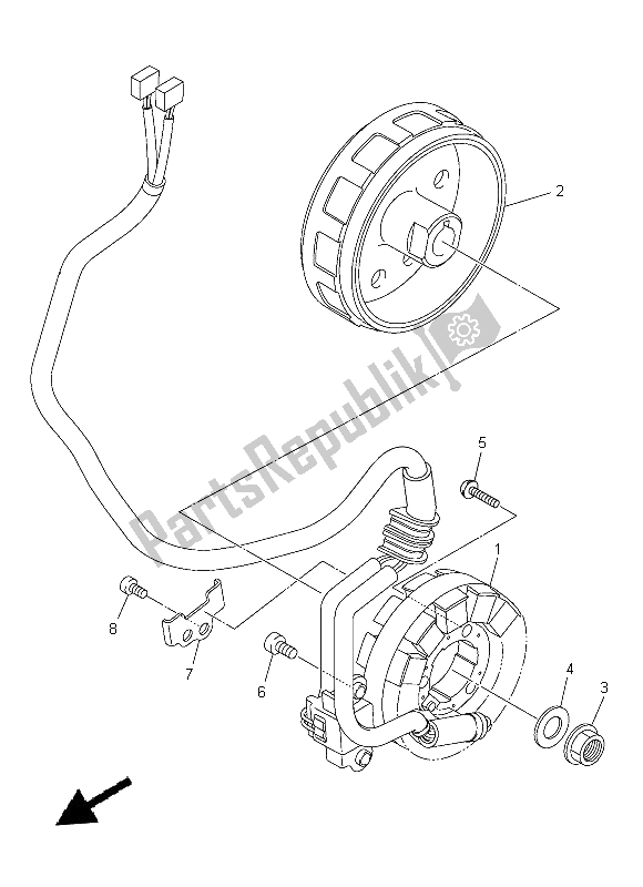 All parts for the Generator of the Yamaha YZ 450F 2014