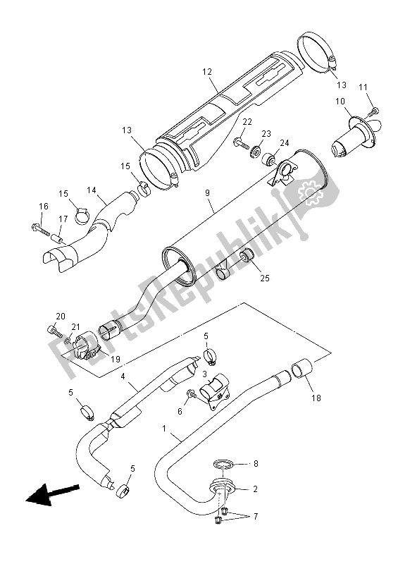 All parts for the Exhaust of the Yamaha YFM 350 DE Grizzly 2014