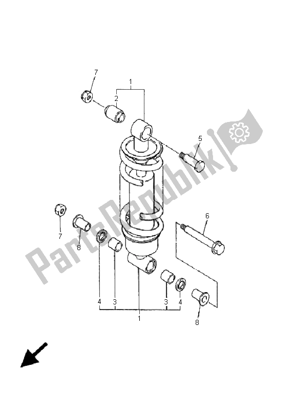 Todas as partes de Suspensão Traseira do Yamaha XJ 600S Diversion 2001