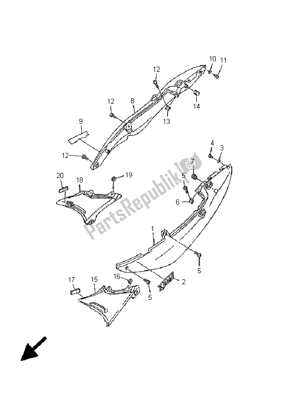 All parts for the Side Cover of the Yamaha XJ 600N 2001