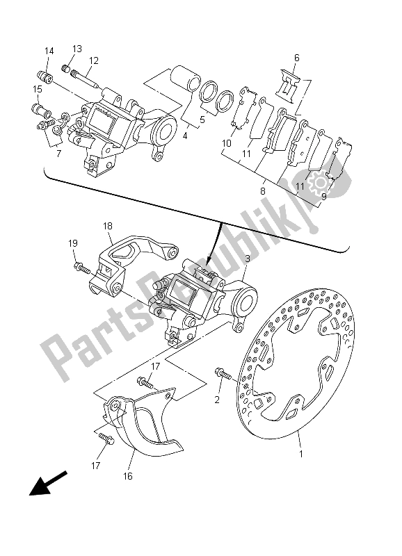 Todas las partes para Pinza De Freno Trasero de Yamaha WR 250F 2003