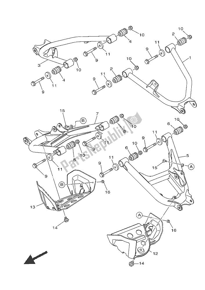 All parts for the Rear Arm of the Yamaha YXM 700E Viking EPS Camo 2016