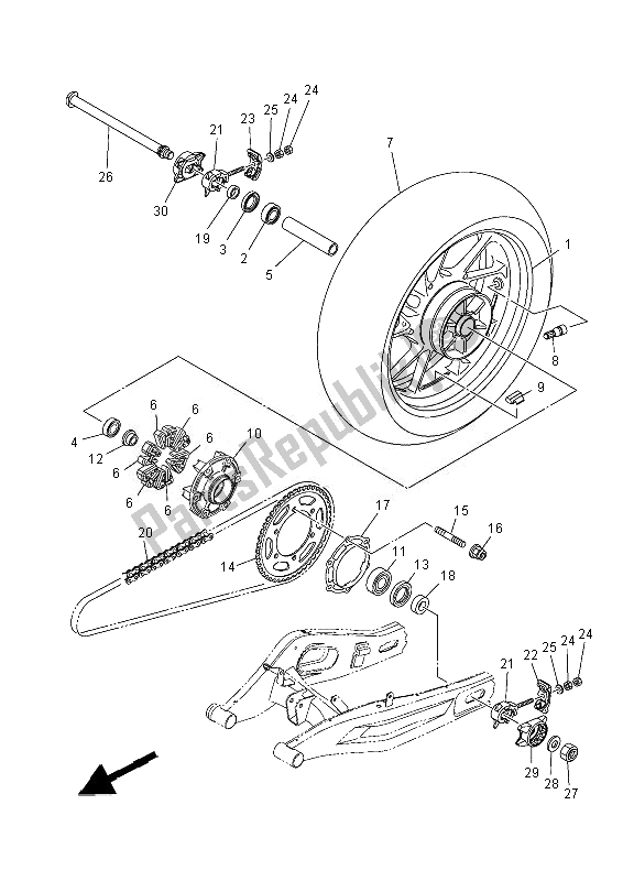 Toutes les pièces pour le Roue Arrière du Yamaha MT 07 700 2014