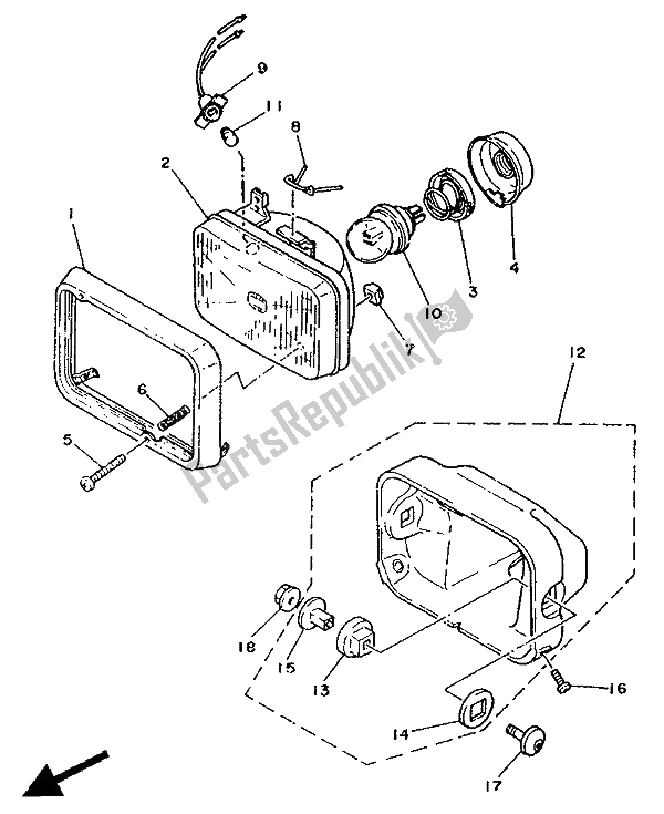 Toutes les pièces pour le Phare du Yamaha TZR 125 1992