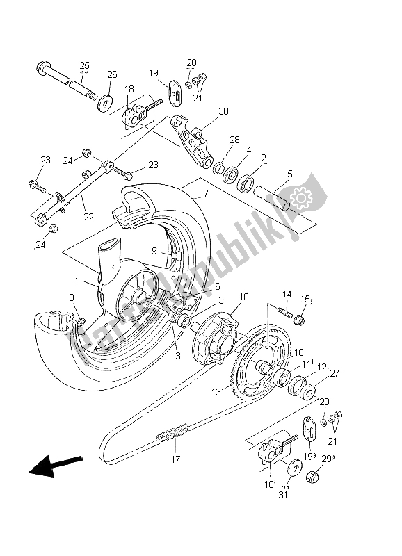 Tutte le parti per il Ruota Posteriore del Yamaha XJ 600S Diversion 2002