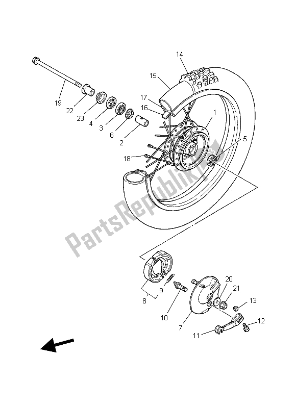 All parts for the Front Wheel of the Yamaha PW 80 2006