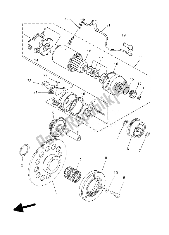 All parts for the Starter of the Yamaha XT 660Z Tenere 2010