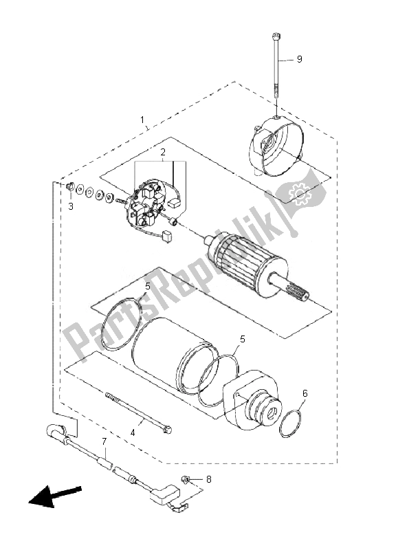 All parts for the Starting Motor of the Yamaha FZ1 N Fazer 1000 2010