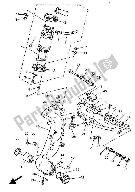All parts for the Steering of the Yamaha GTS 1000A 1993