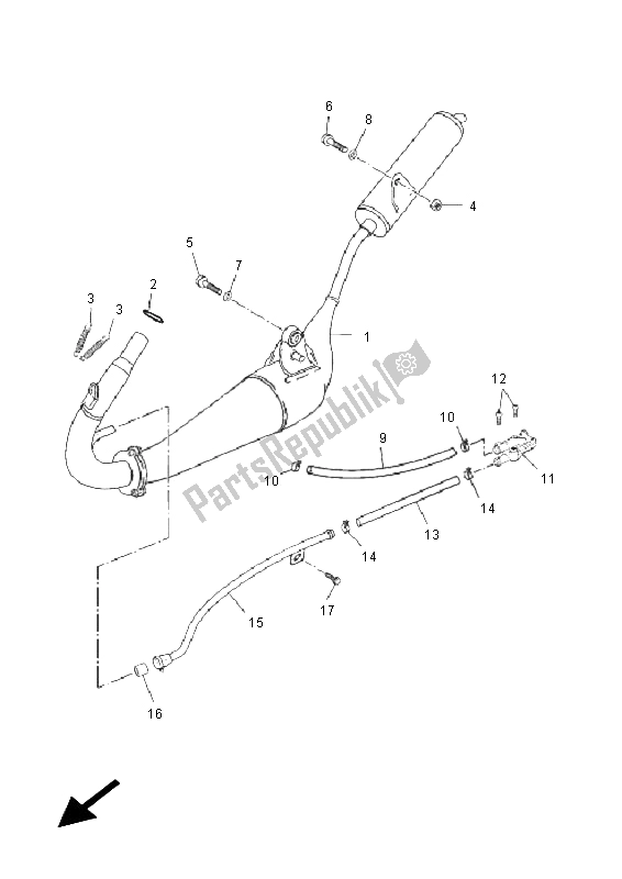 All parts for the Exhaust of the Yamaha TZR 50 2011