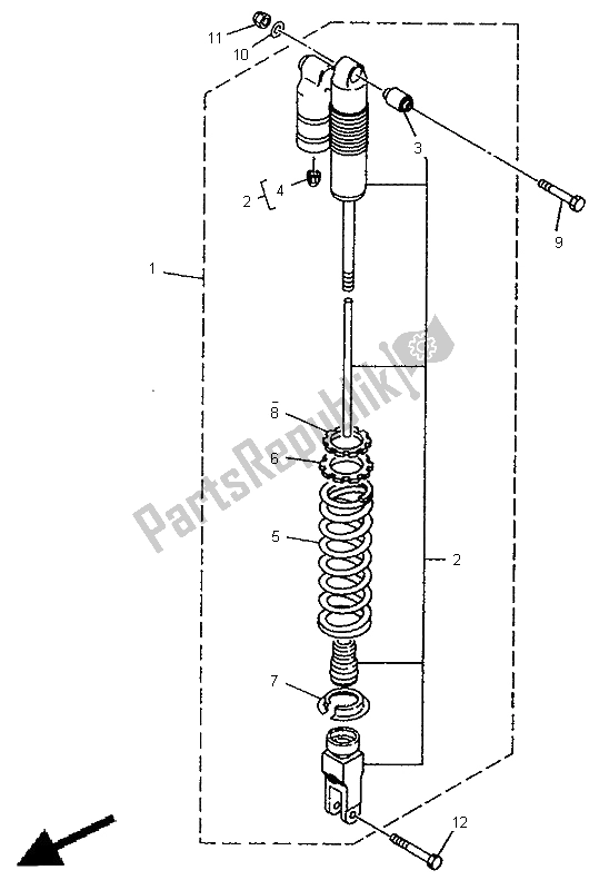 All parts for the Rear Suspension of the Yamaha YZ 80 LW 1999