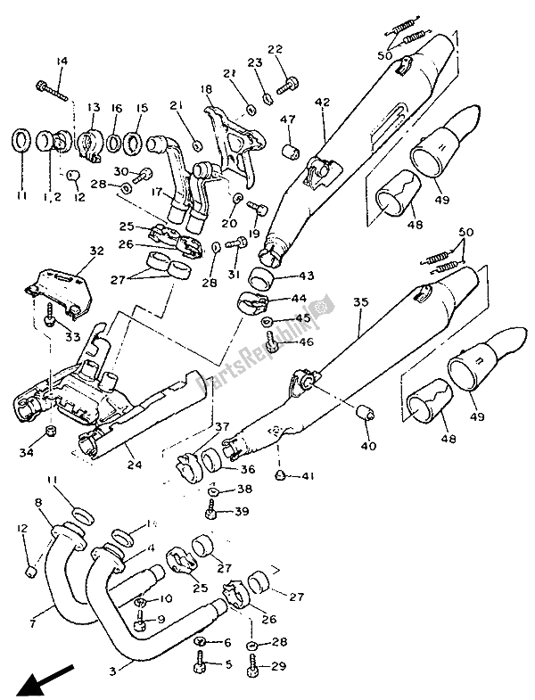 Toutes les pièces pour le échappement du Yamaha XVZ 13 TD Venture Royal 1300 1990